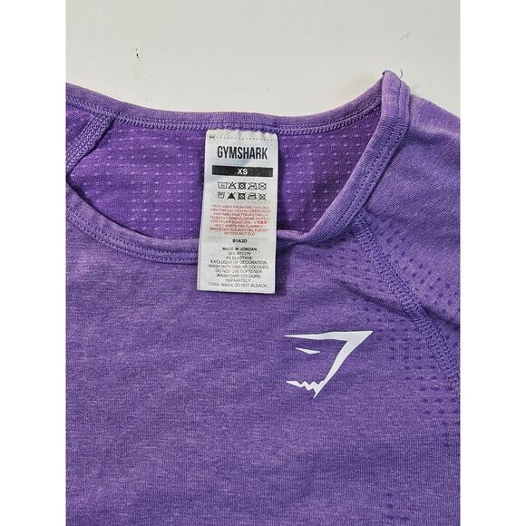 NWOT gymshark XS purple long sleeve stretch midi crop top cute gym thumbholes - Picture 4 of 6